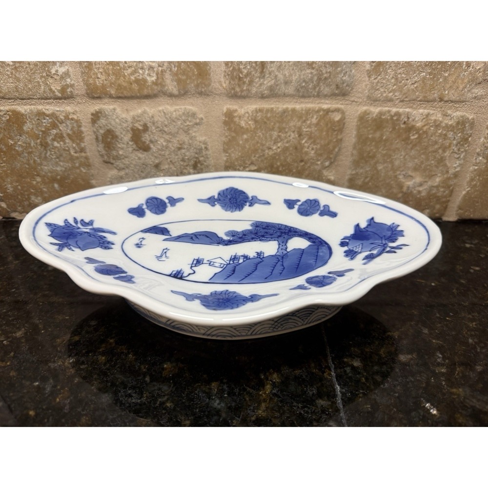 WILLIAMS SONOMA Grande‎ Cuisine Blue White Diamond Pedestal Offering Plates
